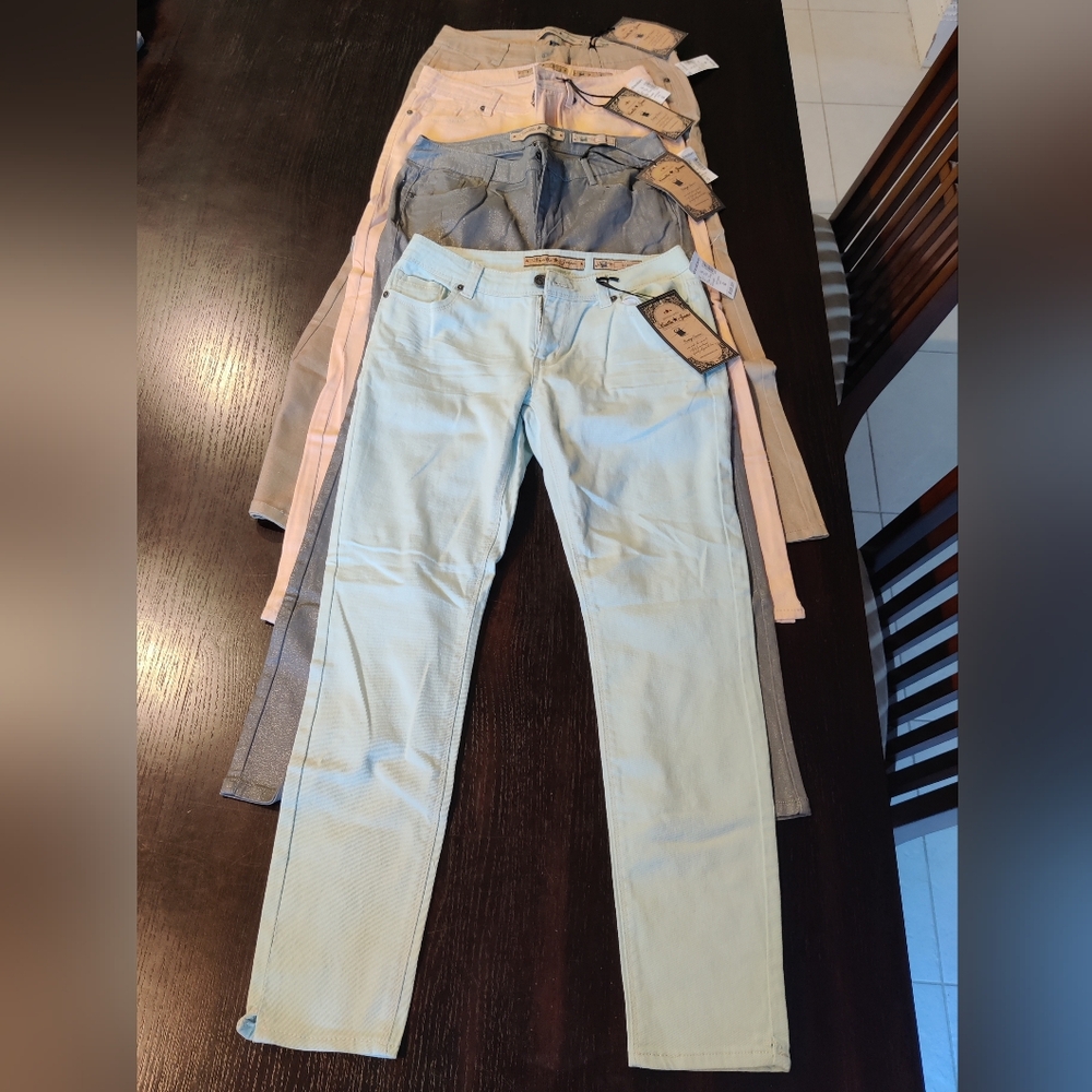 Lot Of 4 Vanilla Star Skinny Jeans Size 6 - Beige, Coral, Gray, Light Blue